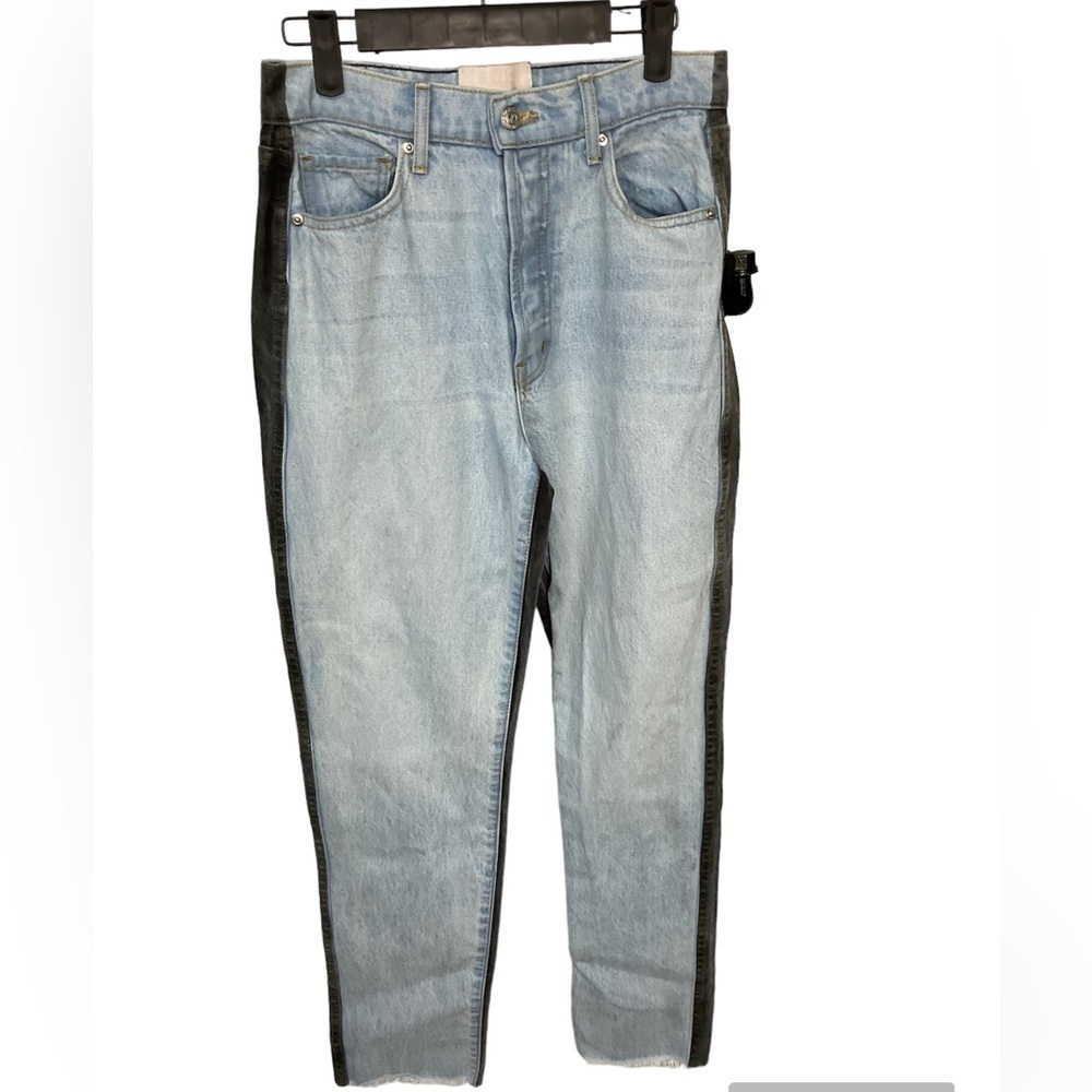 Revice Jeans Ex Boyfriend Colorblock Black Coated Harlow Wash Pants‎ Sz 28 E2